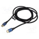 Cable HDMI plug,both sides PVC textile Len: 3m black HDMI 2.1