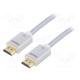 Cable HDMI plug,both sides PVC textile Len: 3m silver 28AWG