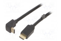 Cable HDMI plug,HDMI plug 270° PVC 2m black HDMI 2.0 30AWG