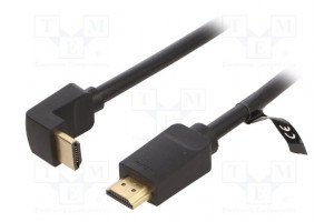 Cable HDMI plug,HDMI plug 90° PVC 2m black HDMI 2.0 30AWG