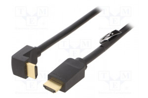 Kaapeli HDMI-pistoke,HDMI liitin 90° PVC 3m musta HDMI 2.0
