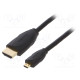 Kaapeli HDMI-pistoke,micro HDMI pistoke PVC 1,5m musta