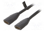 Cable HDMI socket,both sides PVC 0.5m black HDMI 2.0 30AWG
