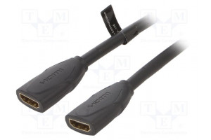 Cable HDMI socket,both sides PVC 0.5m black HDMI 2.0 30AWG