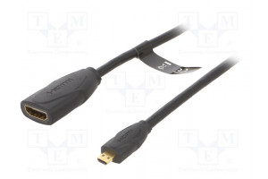 Cable HDMI socket,micro HDMI plug PVC 1m black HDMI 2.0