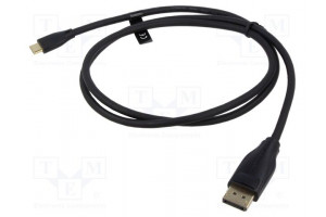 Adapteri DisplayPort-pistoke,USB C pistoke kullattu 1m musta
