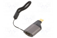 Adapter HDMI 2.0 HDMI socket,USB C plug gold-plated grey