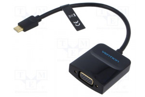 Adapter USB C plug,VGA female gold-plated 0.15m black black