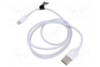 Cable Apple Lightning plug,USB A plug nickel plated 1m white