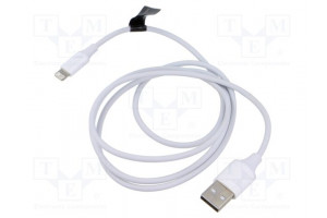Cable Apple Lightning plug,USB A plug nickel plated 1m white