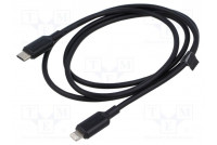 Cable Apple Lightning plug,USB C plug nickel plated 1m black