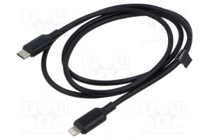 Cable Apple Lightning plug,USB C plug nickel plated 1m black