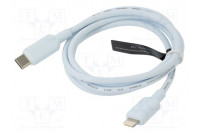 Cable Apple Lightning plug,USB C plug nickel plated 1m blue