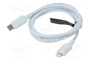 Cable Apple Lightning plug,USB C plug nickel plated 1m blue