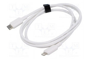 Cable Apple Lightning plug,USB C plug nickel plated 1m white