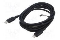 Cable Apple Lightning plug,USB C plug nickel plated 2m black