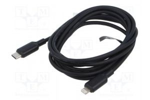Cable Apple Lightning plug,USB C plug nickel plated 2m black