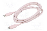 Cable Apple Lightning plug,USB C plug nickel plated 2m pink