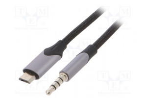 Cable Jack 3,5mm 4pin plug,USB B micro plug nickel plated