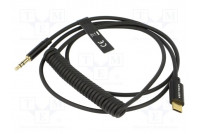 Kaapeli Jack 3,5mm 3pin pistoke,USB C pistoke kullattu 1,5m