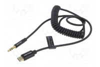 Kaapeli Jack 3,5mm 3pin pistoke,USB C pistoke kullattu 1m