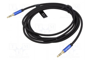 Cable Jack 3.5mm 3pin plug,USB C plug nickel plated 1m black