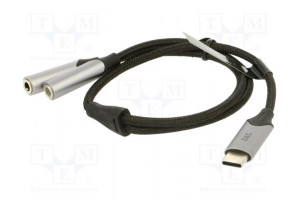 Kaapeli Jack 3,5 mm pistorasia x2,USB C pistoke nikkelöity