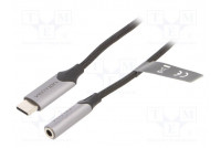 Cable Jack 3.5mm socket,USB C plug nickel plated 1m 29AWG