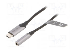 Kaapeli Jack 3,5mm pistorasia,USB C pistoke nikkelöity 1m