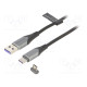 Cable magnetic,USB 2.0 1.5m black Core: Cu,tinned 480Mbps