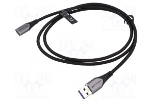 Cable magnetic,USB 2.0 USB A plug nickel plated 1m black
