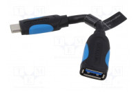 Cable OTG,USB 3.0 USB A socket,USB C plug nickel plated 0.1m