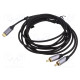 Kaapeli RCA-pistoke x2,USB C pistoke kullattu 3m musta 29AWG