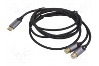 Kaapeli RCA-pistorasia x2,USB C pistoke kullattu 1,5m musta
