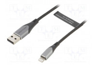 Kaapeli USB 2.0 Apple Lightning-pistoke,USB A pistoke 0,5m