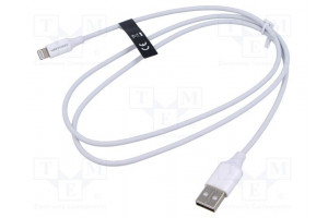 Cable USB 2.0 Apple Lightning plug,USB A plug nickel plated