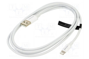Cable USB 2.0 Apple Lightning plug,USB A plug nickel plated