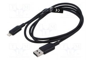 Cable USB 2.0 Apple Lightning plug,USB A plug nickel plated