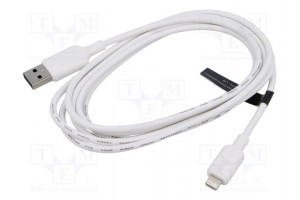 Cable USB 2.0 Apple Lightning plug,USB A plug nickel plated