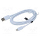 Cable USB 2.0 Apple Lightning plug,USB A plug nickel plated