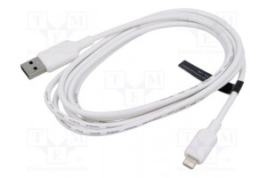 Cable USB 2.0 Apple Lightning plug,USB A plug nickel plated