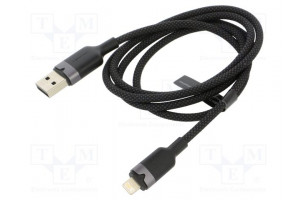 Cable USB 2.0 Apple Lightning plug,USB A plug nickel plated
