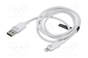 Cable USB 2.0 Apple Lightning plug,USB A plug nickel plated