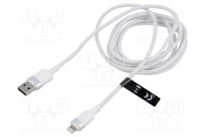 Cable USB 2.0 Apple Lightning plug,USB A plug nickel plated