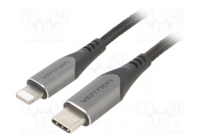Cable USB 2.0 Apple Lightning plug,USB C plug 1m black 3A