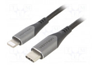 Cable USB 2.0 Apple Lightning plug,USB C plug 2m black 3A
