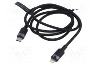 Cable USB 2.0 Apple Lightning plug,USB C plug nickel plated