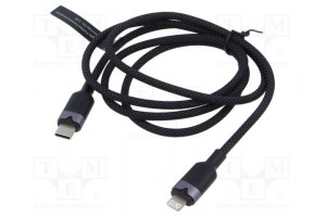 Cable USB 2.0 Apple Lightning plug,USB C plug nickel plated