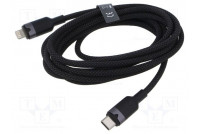 Cable USB 2.0 Apple Lightning plug,USB C plug nickel plated