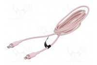 Cable USB 2.0 Apple Lightning plug,USB C plug nickel plated